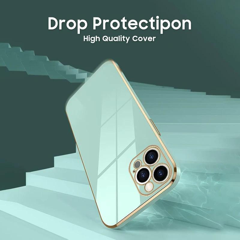 6D Plating Soft TPU Case For iPhone 15 14 13 12 11 Pro Max XR XS X 7 8 Plus SE Mini 6S Silicone Bumper Phone Back Cover Capa