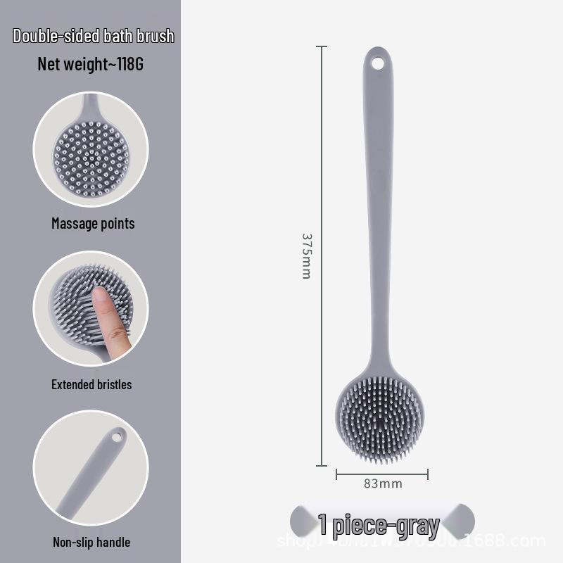 Portable Non-Slip Long Handle Silicone Bath Brush & Back Scrubber