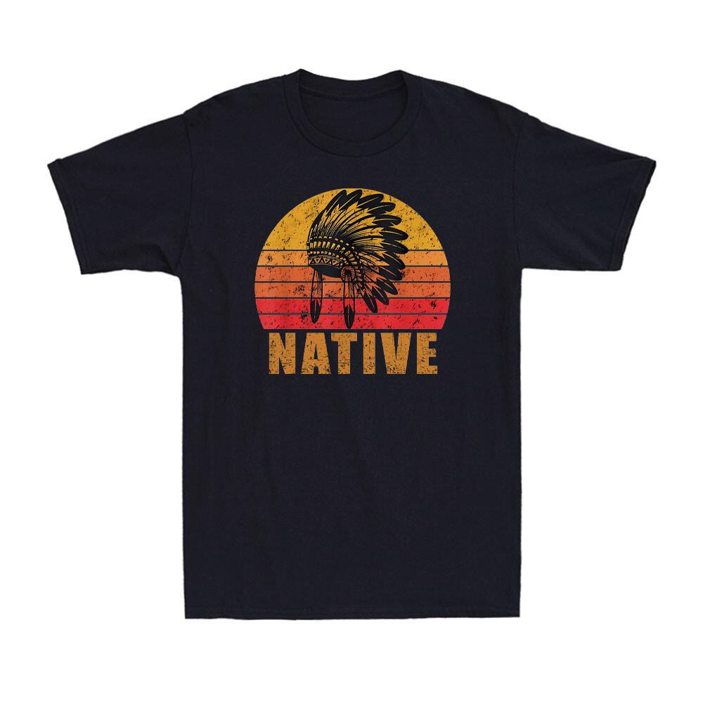 Native American Pride Vintage Native Indian Feather Headdress Men s T-Shirt XXXXL