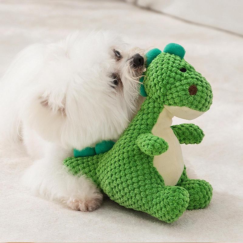 Dog Squeak Toys Plush Dinosaur Puppy Companion Dog Teething Toy For Aggressive Chewer Puppy Training Boredom Release Indoor
