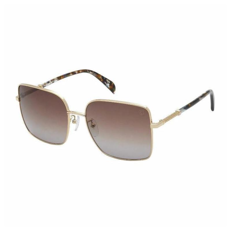 TOUS Full rim design metal square sunglasses women's gold STO435580300