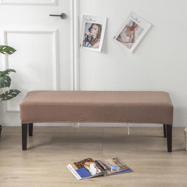 Housse élastique jacquard pour banc de salle à manger, chambre à coucher, Spandex, couleur unie, housses de chaise ornementales pour la maison, lavable, protection de siège de chaise extensible 1 piece chameau