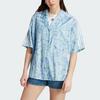 Adidas Originals Trefoil Resort Shirt Floral Print Loose Fit Sports Casual Short Sleeve Shirt Women shirts Light-Blue IT8165