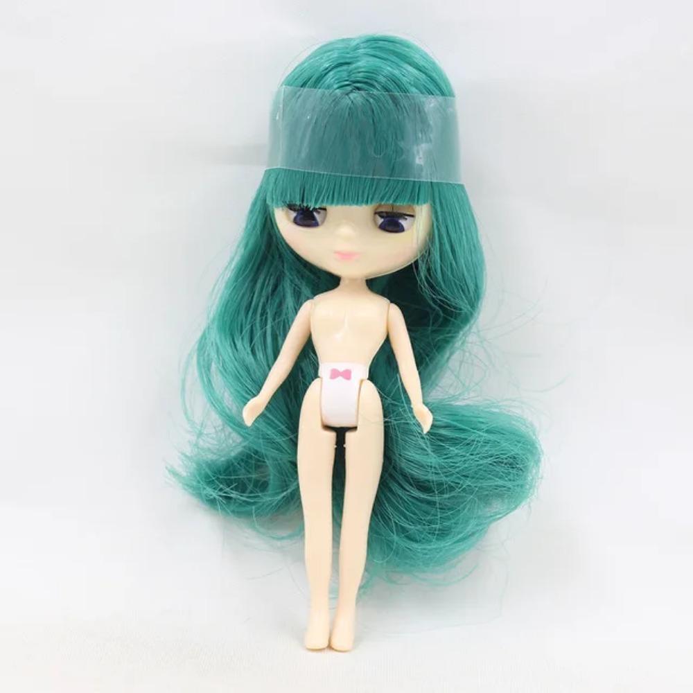 Mini Blyth with bangs nude doll 10CM different hair color with random dress cloes eyes normal body DIY fashion toys