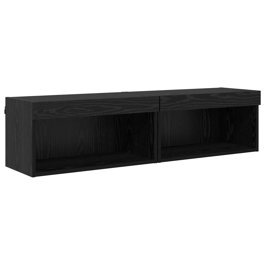 TV Wall Unit 6 Pcs Black Oak Effect Particleboard