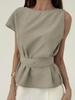 Women's Sleeveless Waist-Gathering Polyester Blouse