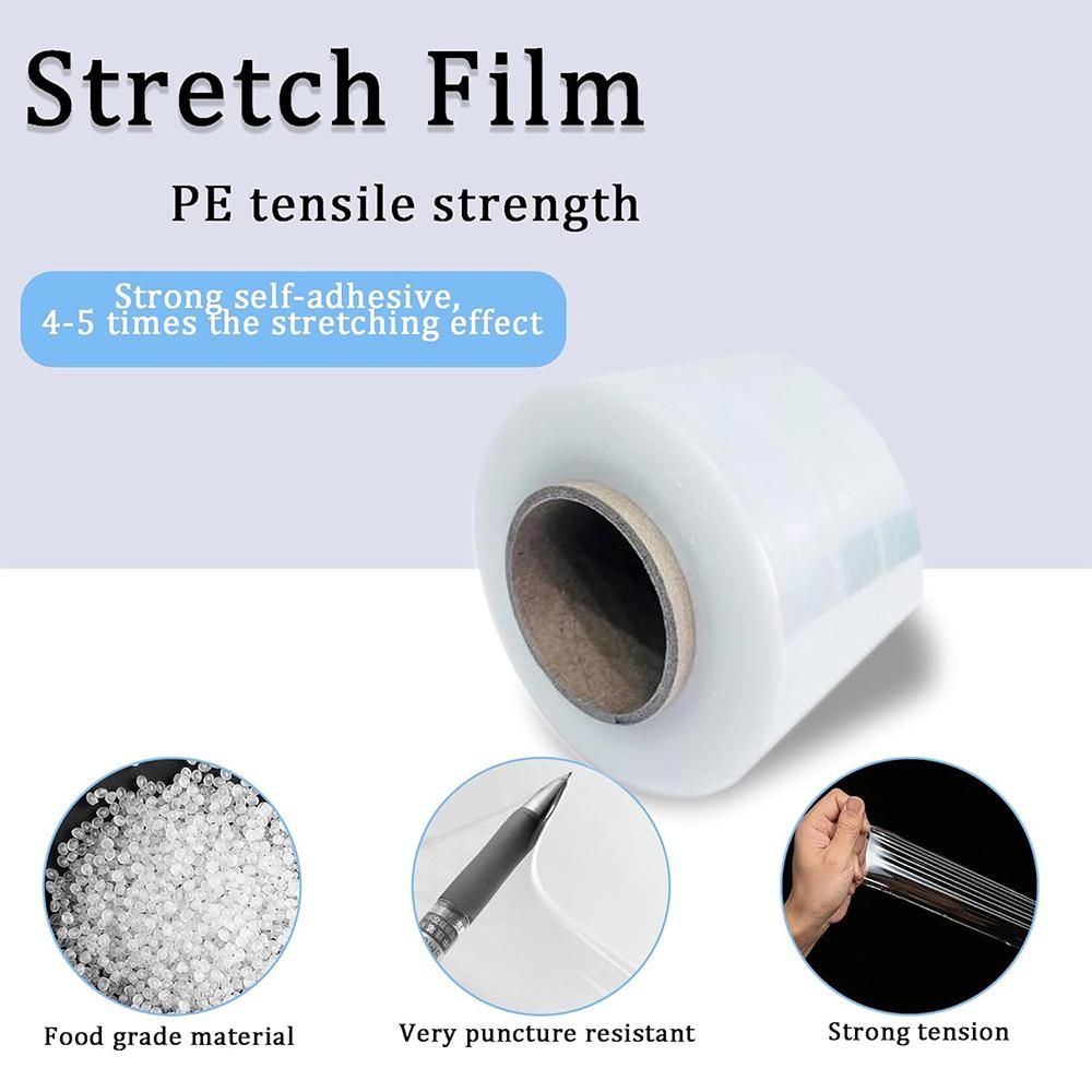 2 Roll Mini Stretch Wrap for Bottles Jars Seals Duty Stretch Film, 4cmx150m