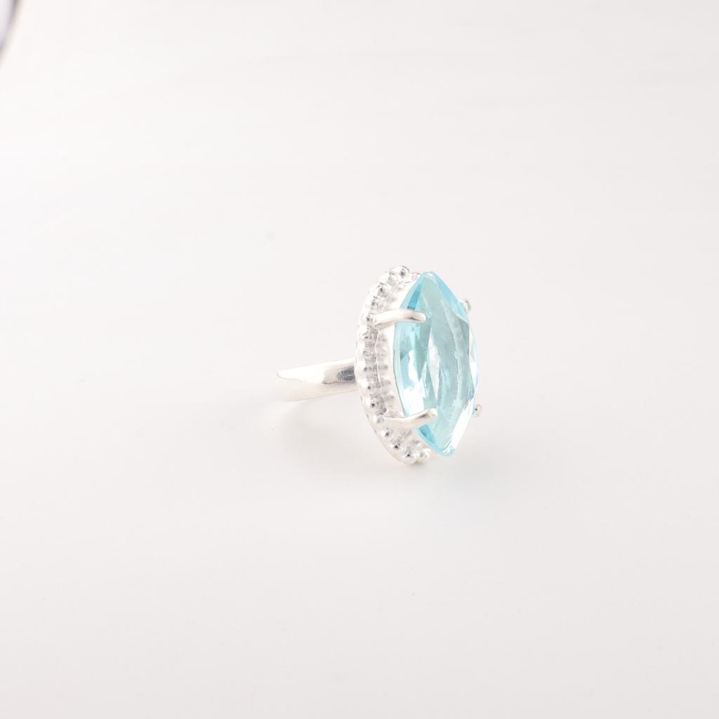 Sky Blue Topaz Gemstone 925 Sterling Silver Jewelry Handmade Unique Ring For Her RR-64-12