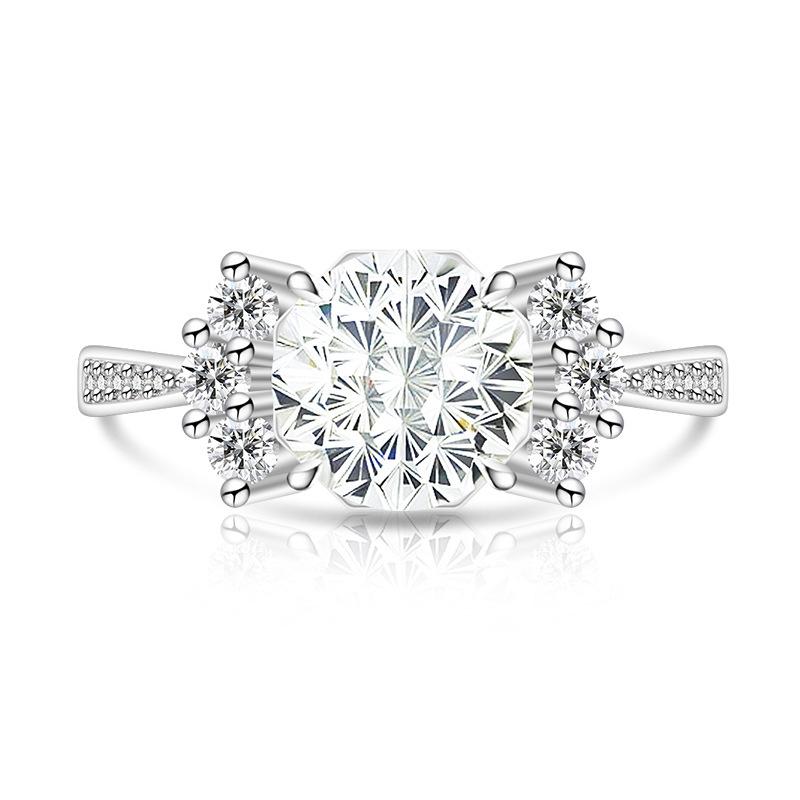 925 Sterling Silver Firework Cut Candy Color Gem Ring for Women Super Sparkly High Carbon Diamond Band Wedding Engagement Proposal Anniversary Je