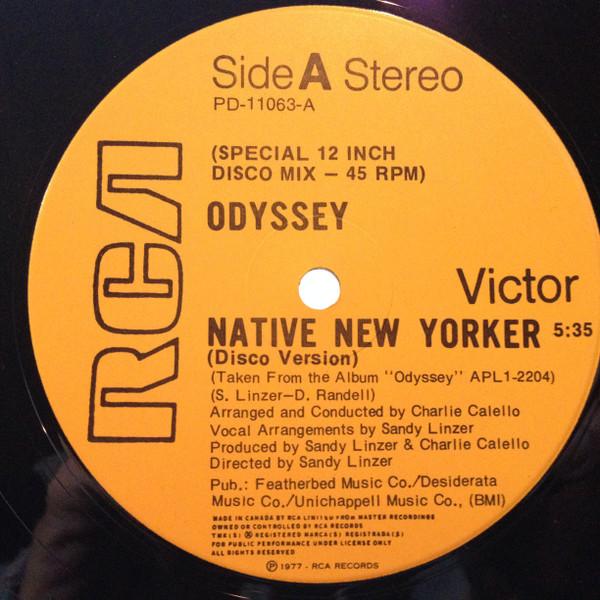 

12inch Record ODYSSEY Native New Yorker PD11063 RCA VICTOR 1977 Canada SoulFunk Used