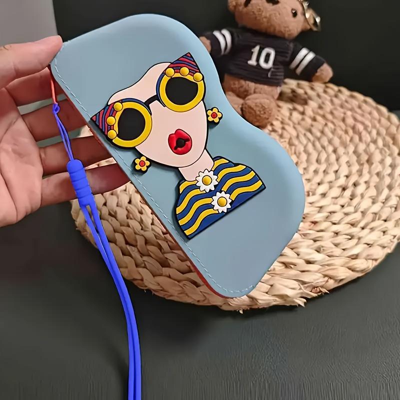 

1шт силиконовый чехол для очков с ремешком на запястье - портативный дорожный органайзер для очков, помады, наушников и мелких предметов - милый мультяшный дизайн светло-синий