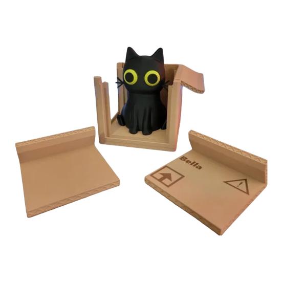 4 stk Søt Katt Boks Brikkesett Katteformede Brikker Sklisikre Varmeunderlag Kattunge i Boks Brikker Skrivebord Kaffebord Dekor for Katteelskere