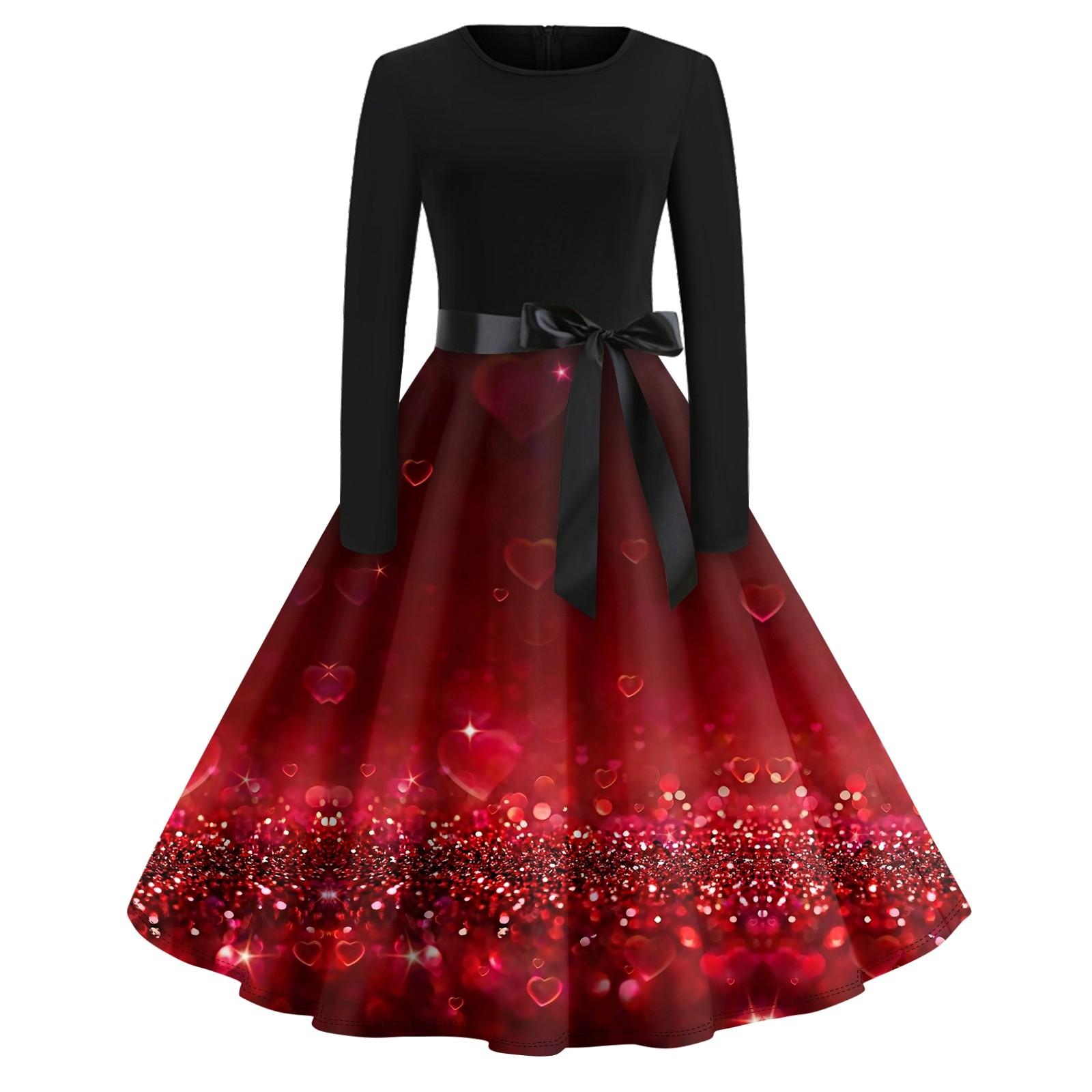 Рождественское платье с расклешенным принтом для женщин — фото 7