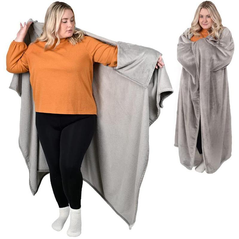Warm Blanket for Home Bedroom Adult Gift Wear A Cape Outside Flannel Home Warm Wearable Blanket Comfortable Soft Sofa Blanket