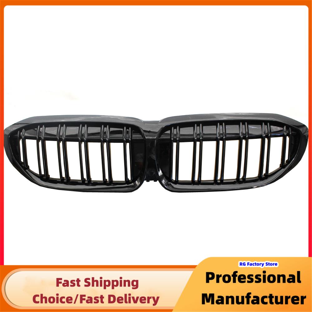 Car Front Bumper Kidney Racing Grille For BMW G20 G21 3-Series 330i 2019 -2025 Double Slat Sport Grill Cover