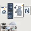 Cartoon Anzahl Alphabet Regenbogen Wolke Bär Wand Kunst Leinwand Malerei Nordic Poster Und Drucke Wand Bilder Für Kinder Zimmer Dekor