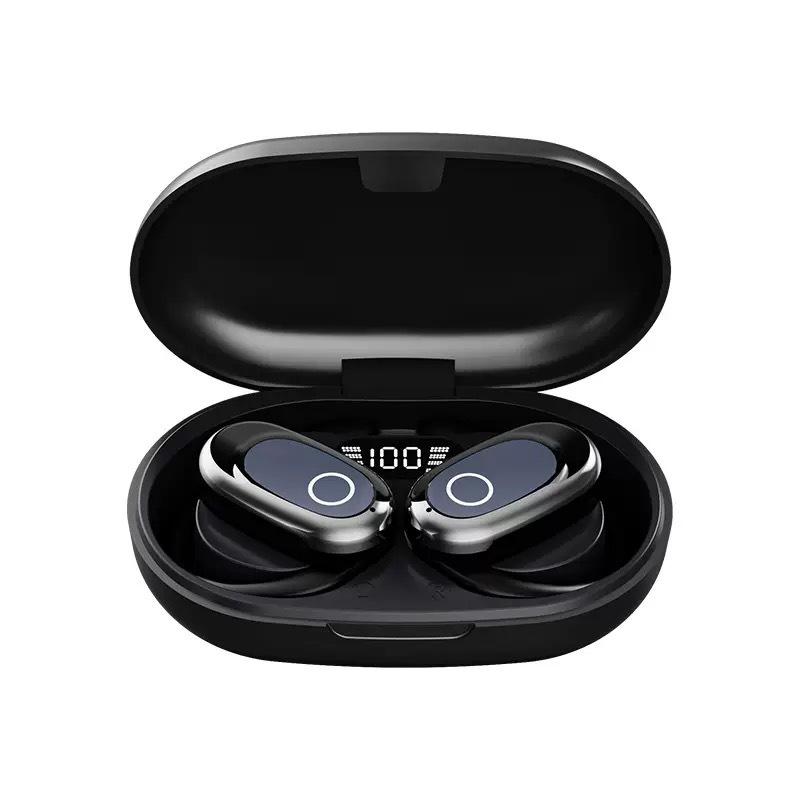 Căști Bluetooth cu clemă pentru urechi cu reducere a zgomotului, afișaj digital, durată lungă de viață a bateriei - ideale pentru sport.