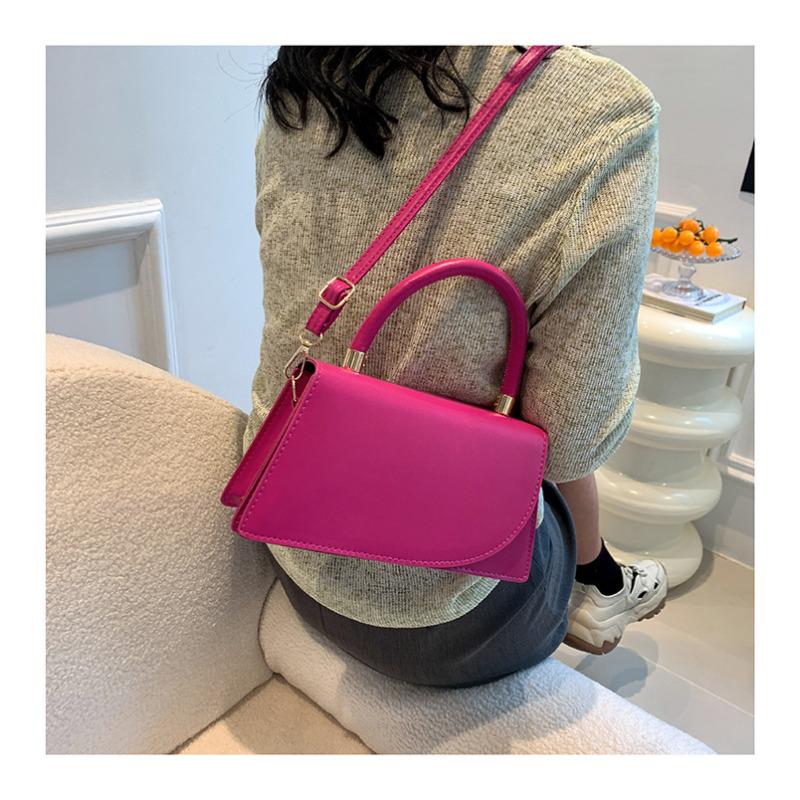 Elegant Solid Color Small Square Bag Trendy Minimalist Faux Leather Shoulder Handbag Fashion Crossbody Purse CLE