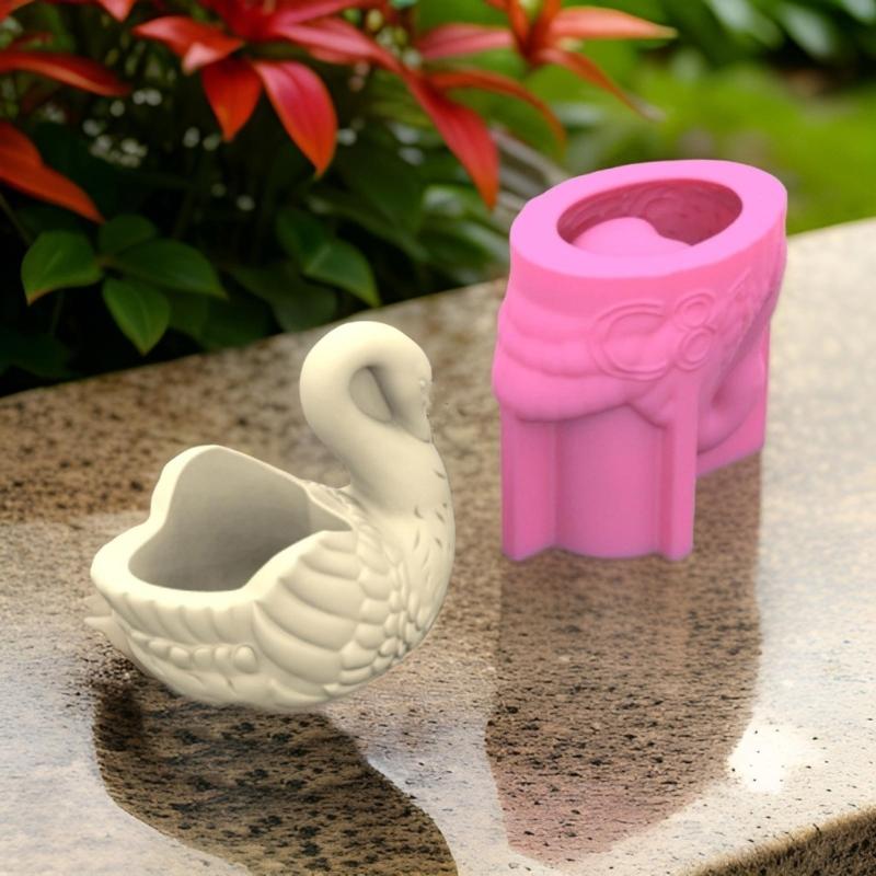 Elegant Cygnus Sturdy Silicone Mould Portable for Resin and Clay Creative Flower Pots Pen Holder Cast Craft Supplies