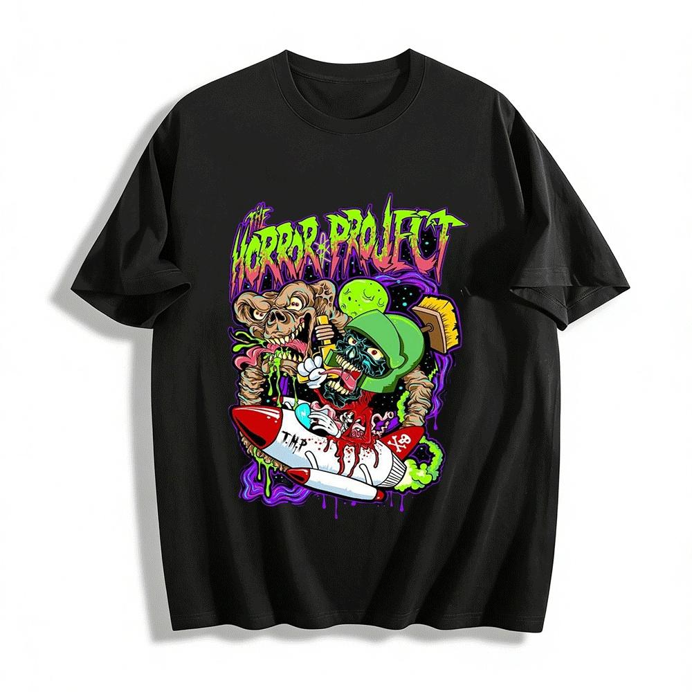 

The Horror Project Dark Cartoon Parody Graphic Casual Tee Pure cotton T-shirt XXS