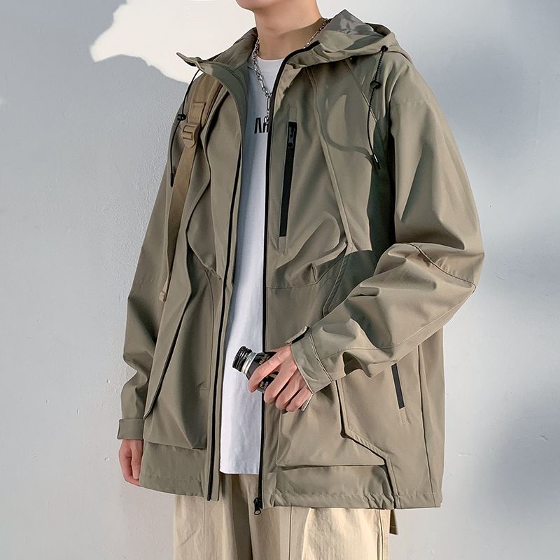 Herren Übergröße 8XL Kapuzenjacke Wasserdicht Frühling und Herbst Locker Winddicht Outdoor Freizeitjacke Tooling
