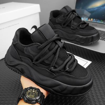Men's Mesh Leather Shoes Trend Breathable Anti-slip Men Sneakers Youth Outdoor Platform Board Shoes Zapatillas De Hombre