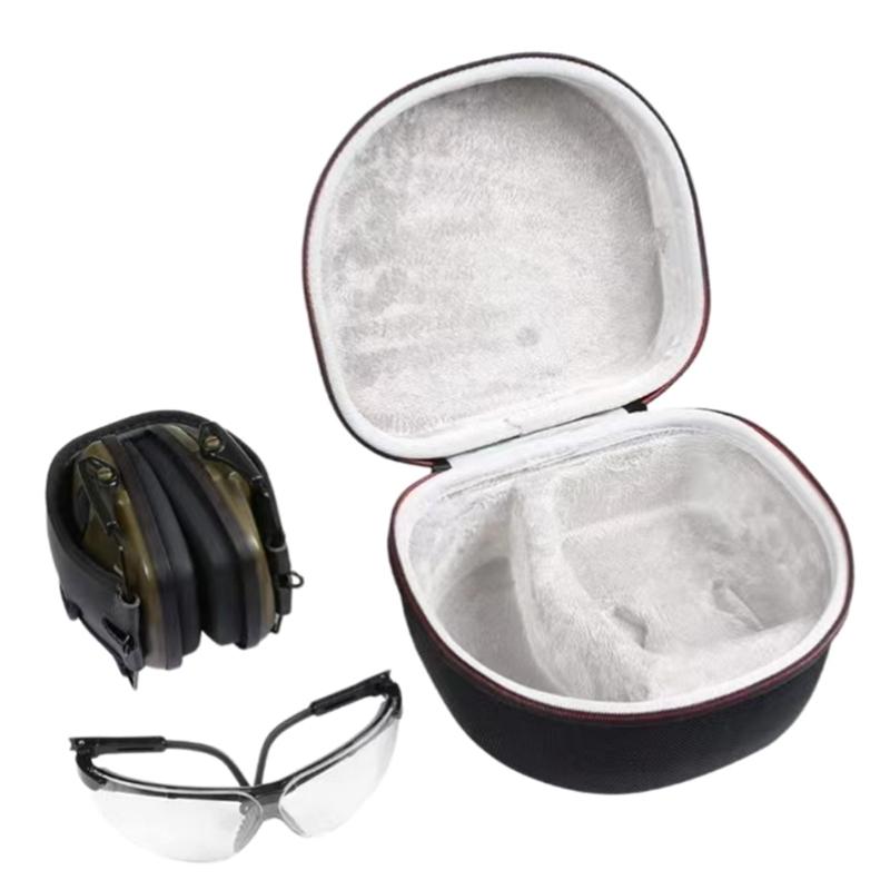 Storage Case Organizers Box for Leight Earmuff and Glasses Hard EVA Case Shockproof Double Zipper Carrying Bag