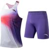 Color Block Pullover Round Neck Vest And Elastic Waist Shorts Sports Leisure Set Men Sets Pure-White Grass-Purple 152355207-1