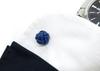 TATEOSSIAN Nord Pelle Leather Cuffs Cufflinks (Rhodium & Blue)