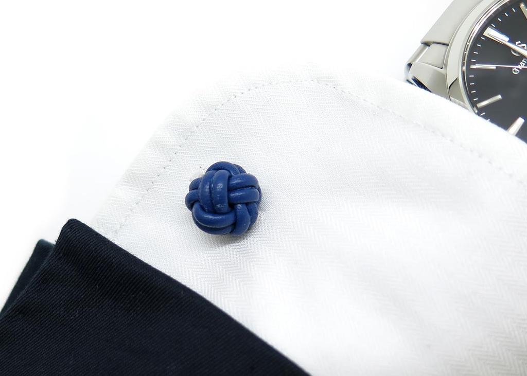 TATEOSSIAN Nord Pelle Leather Cuffs Cufflinks (Rhodium & Blue)