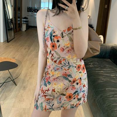 Fashion New French High Sense Pure Wind Street Sweet Wind Small Halter Dress Beautiful Back Fairy Dress