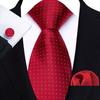 Red Striped Paisley Solid Floral Wedding 8CM Tie For Men Design Mens Necktie Hanky Cufflink Set For Daily Wear Business Party