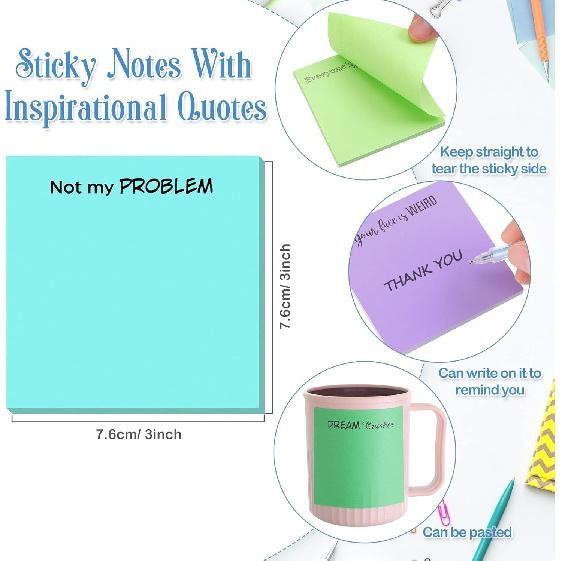 12 Pieces Funny Sticky Notes with Saying for Office Work Snarky Note Pads Sucks Complaining Quotes Vibrant Negative Passive Office Notepads Memo Pad