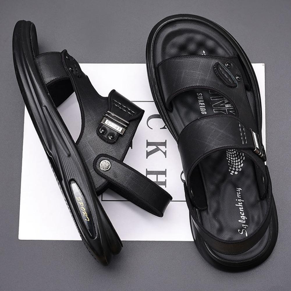 Mens Summer Sandals Genuine Leather Beach Shoes Casual Driving Sandals