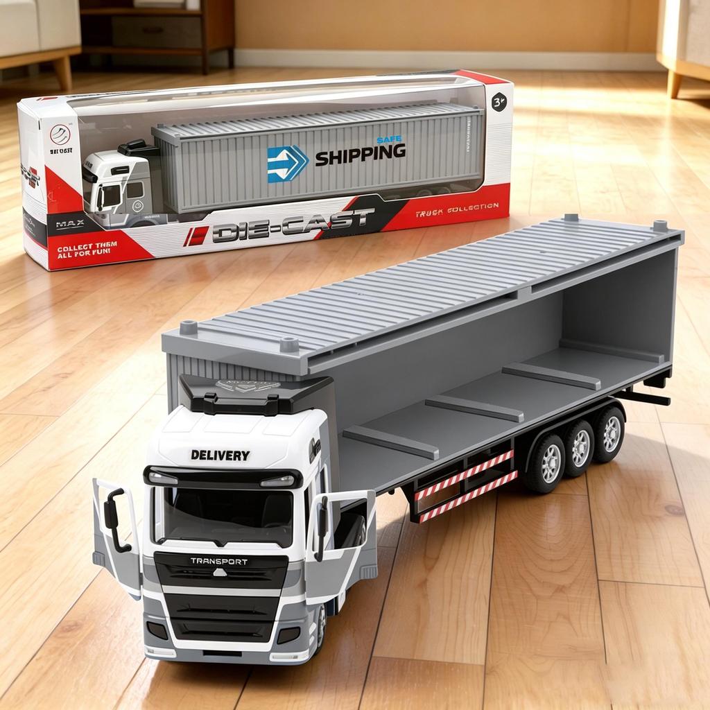 Kids' Pull-Back Alloy Container Transport and Tanker Trailer Truck Toy Model