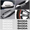 4Pcs Car Door Handle Stickers Tire Rear View Mirror Decals For Skoda Octavia Superb Rapid Kodiaq Karoq Fabia Kamiq Roomster Citigo