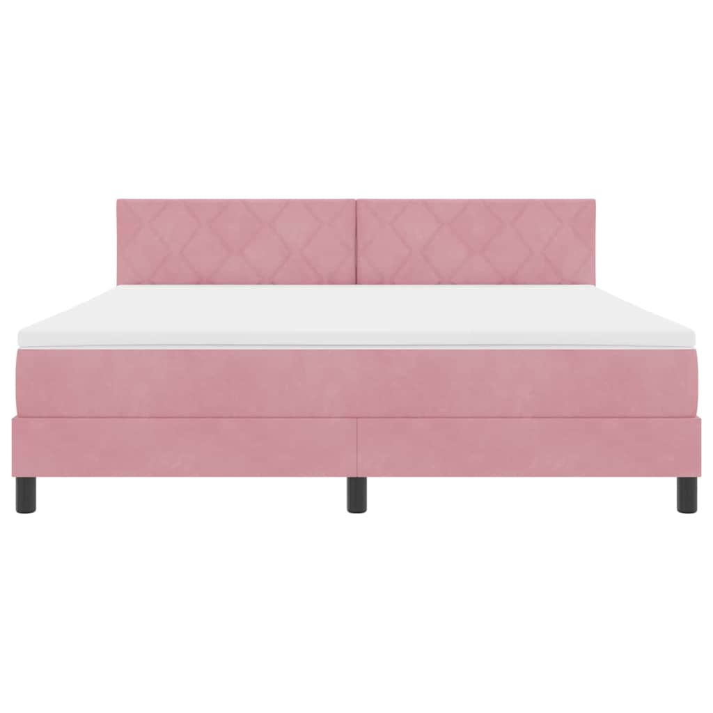 Box Spring Bed with Mattress and Headboard Pink 180 x 200 cm Velvet
