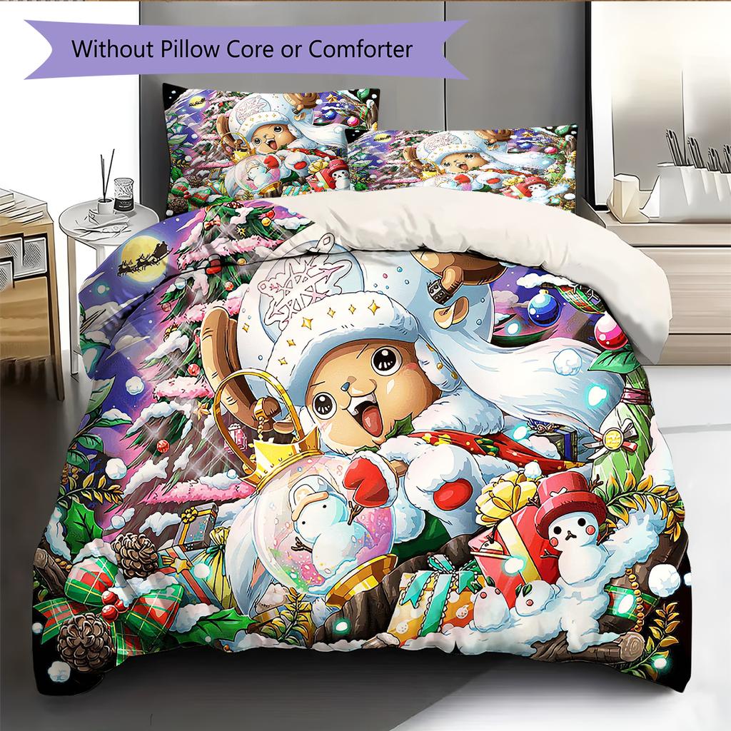 Set cu cuvertură și fețe de pernă cu model de desene animate Decorare casă Cadou de ziua de naștere (1 * husă de pilotă + 2 * fețe de pernă, fără miez)