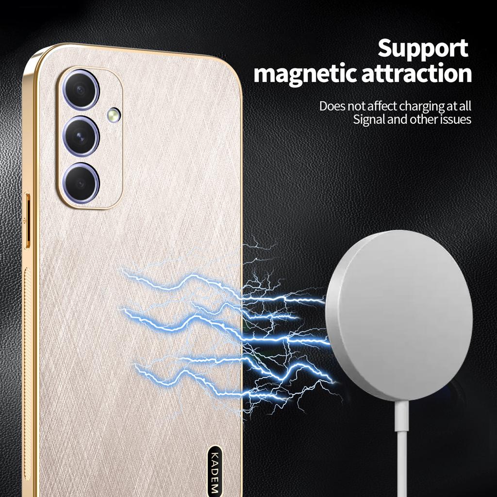 Złote Etui z Teksturą Jedwabiu i Powłoką Skórzaną Samsung Galaxy S26 S25 Edge S24 S23 S22 Ultra Plus FE A16 A54 Galwanizowane Wytrzymałe Pokrowiec