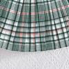 2PCS Baby Girl Sleeveless Shirt & Plaid Pleated Skirt Set, Preppy Style Casual Outf