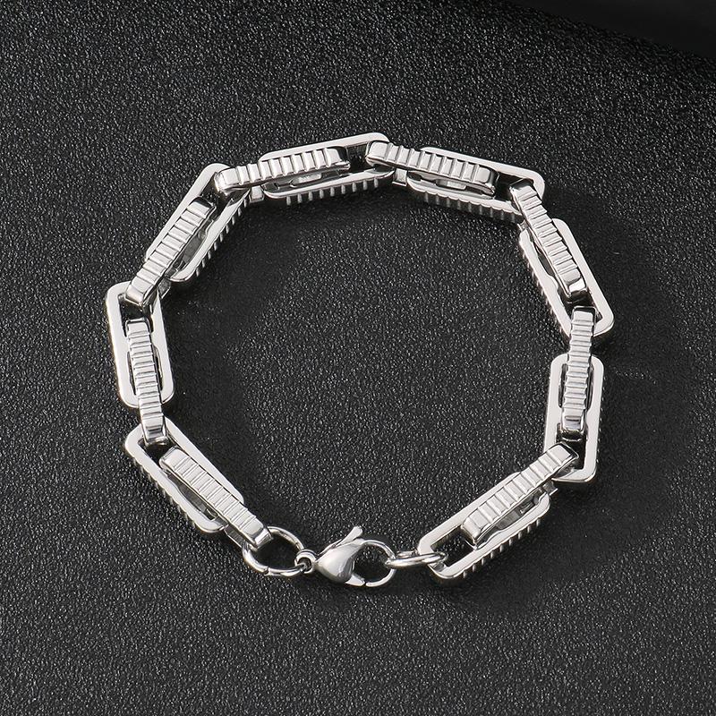 Trendy Stainless Steel Wheel Link Chain Bracelets for Men 8mm Wide Personalized Gold Color Accessories Biker Party Jewelry Gift
