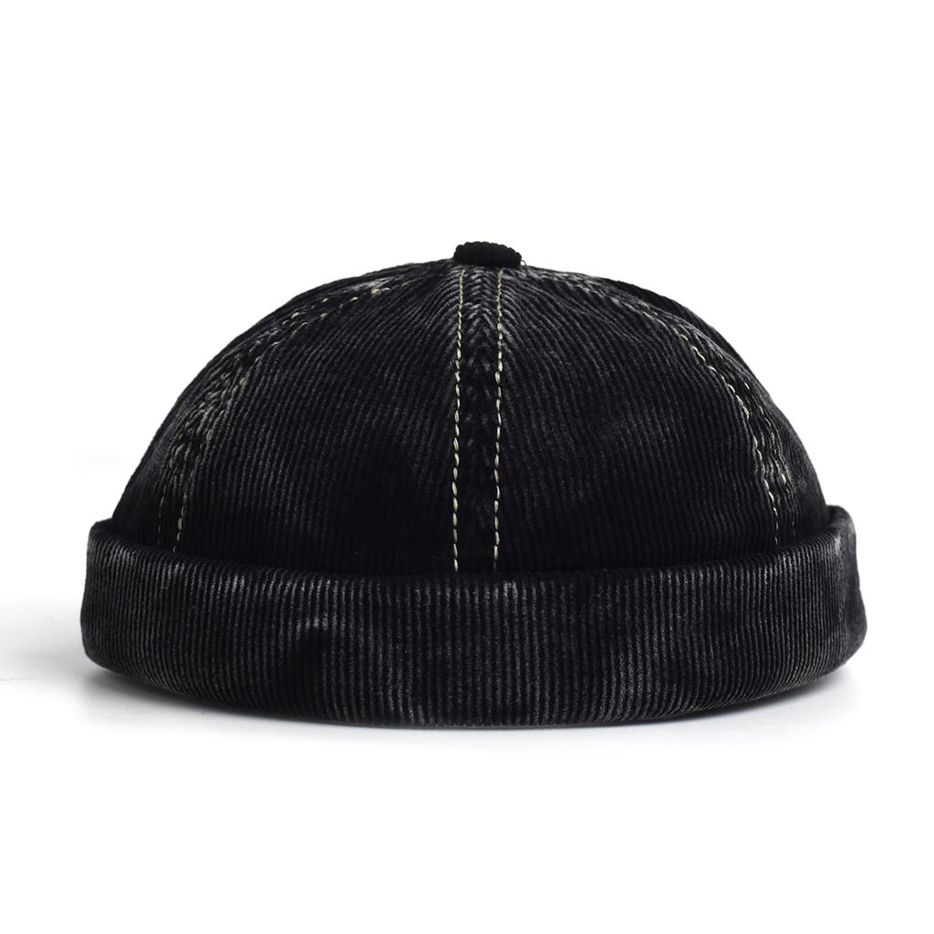 Unisex Corduroy Solid Color Brimless Caps for Men Women Streetwear Hip Hop Hats Retro Beanie Docker Caps Adjustable Dome Hats