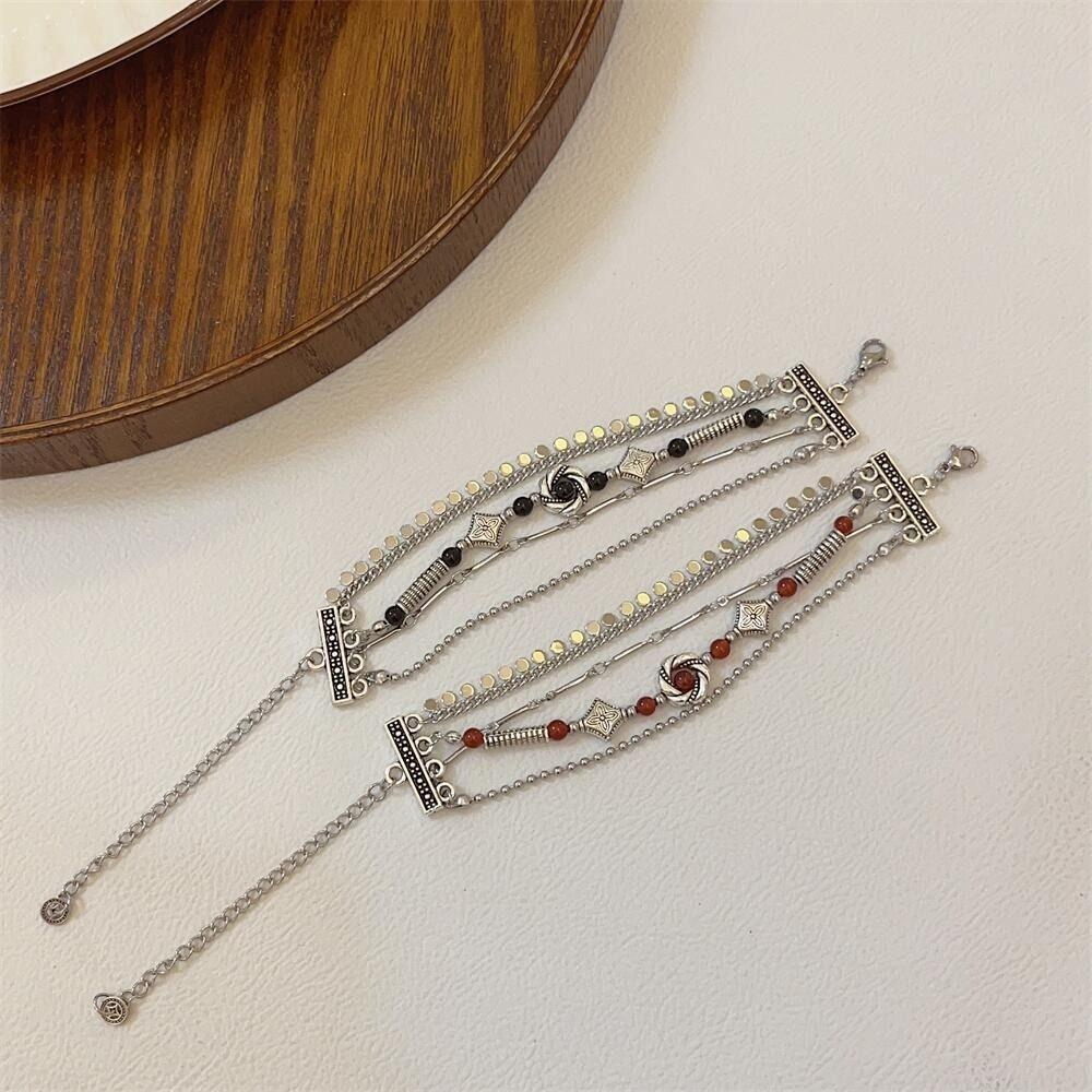 Tassel Retro Multilayer Bracelet Delicate Beads Bangles Vintage Ethnic Style Bracelet  Lady