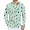 Men's Christmas Shirt Christmas Print Long Sleeve Button Shirt