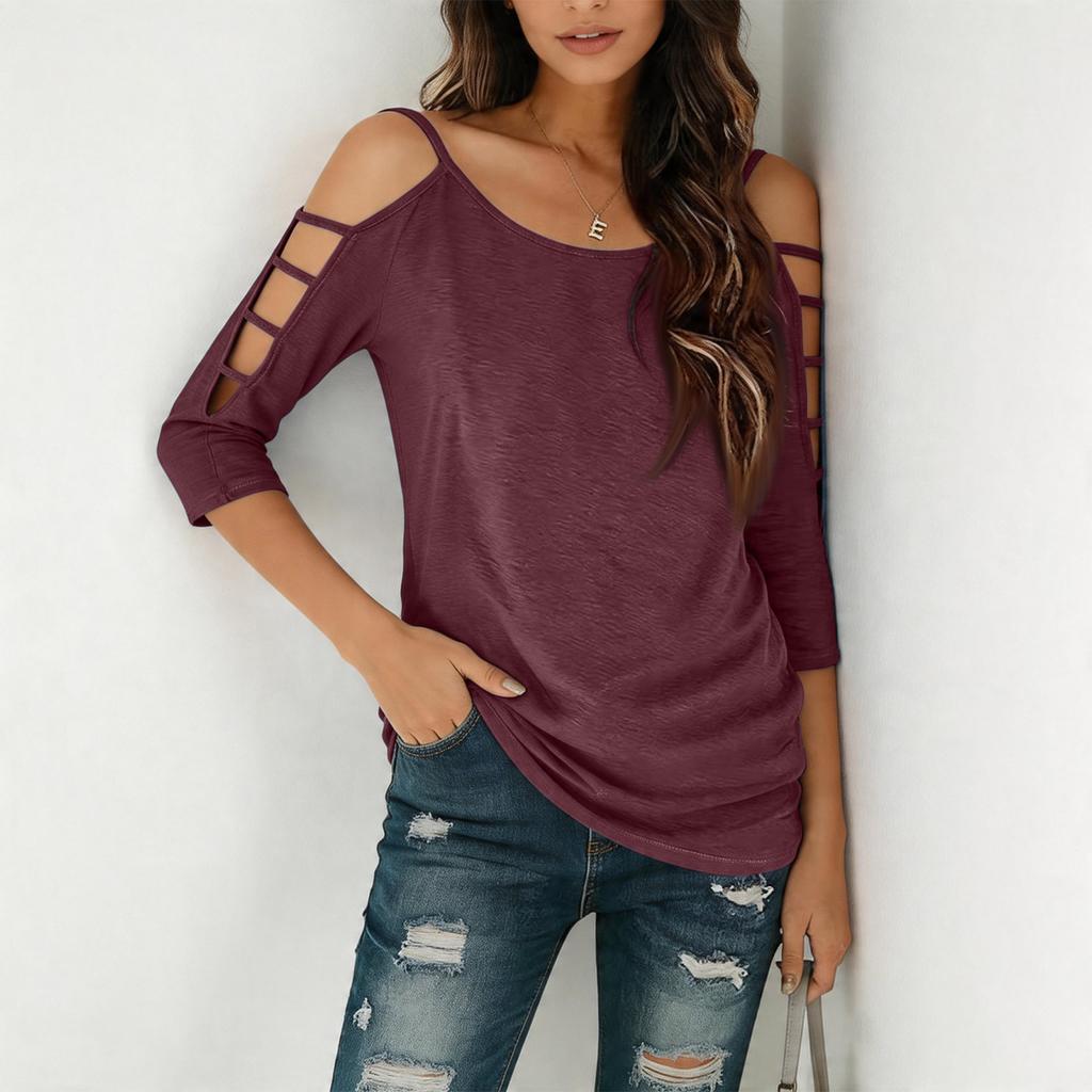 Womens Spring Tops Cold Shoulder Summer Shirts for Women Casual Loose Fit Womens Summer T Shirts Soft Fabric Dressy Tops for Women