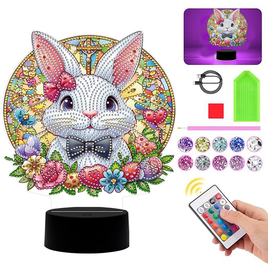 Acrylic Double Sided Flower Egg Diamond Art Light Ornaments Diamond Painting Bedside Lamp Rhinestones Night Lamp for Home Decor