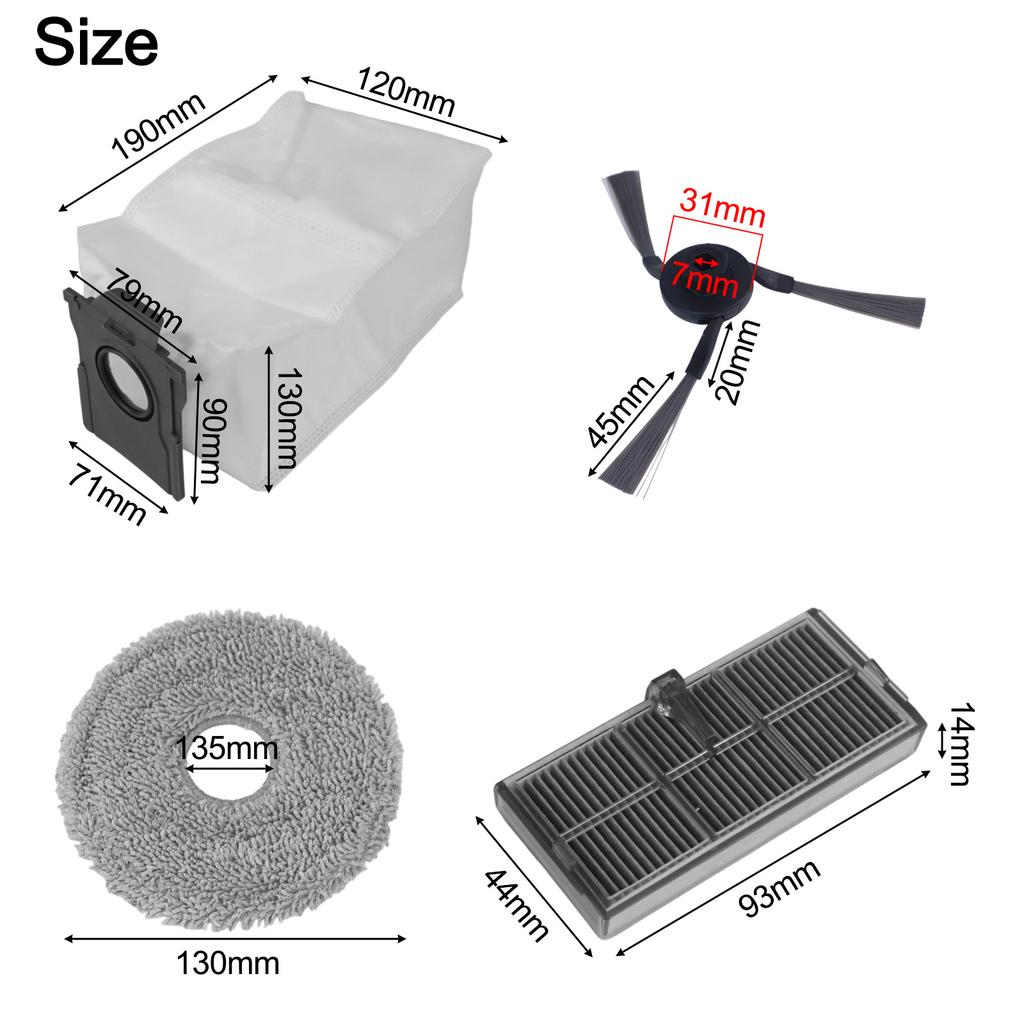 Replacement Accessory Kit For MOVA For P50 Pro And Ultra (18pcs) Includes Mop, Dust Bag, And Side Brush