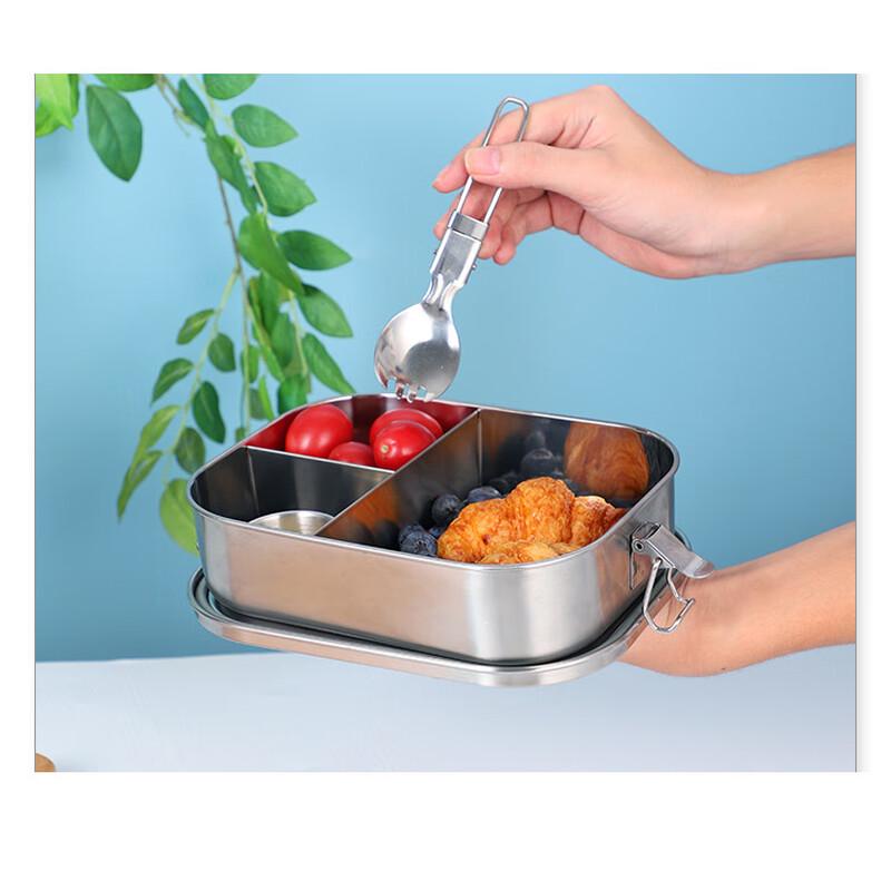 NuFeng 1400ML Food-Grade Stainless Steel 3-Compartment Lunch Box 1400ML