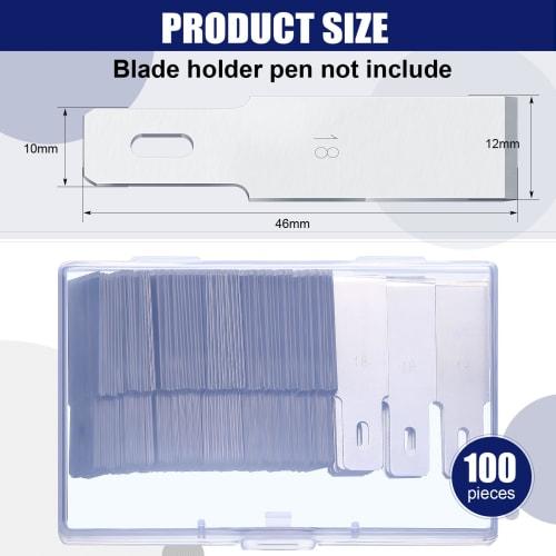 Hobby Knife Blades #18 Heavy Duty Wood Chisel Blades, 1/2 Inch Carbon Steel Knife Blades for Craft Knives, Carving, Shaving or Cutting Layers, 100 Pie