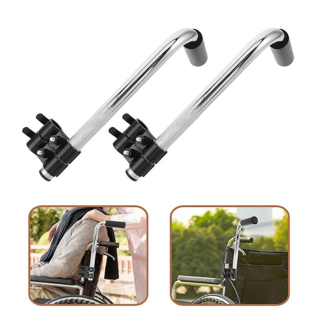 2pcs Push Wheelchair Handle Extender - Stainless Steel Extension Handles Replacement - Universal Wheelchair Accessories For Adults Elderly Disabled Tr